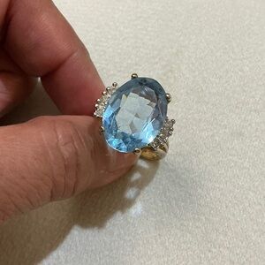 Antique Estate Elegant Blue Gemstone Ring with Silver Accents